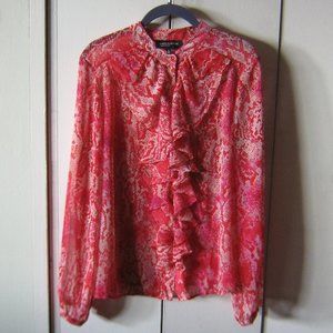 Jones New York Collection Women's Ruffle Front Button Up Size 12